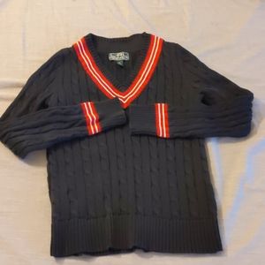 Lauren active v neck varsity sweater cotton navy
